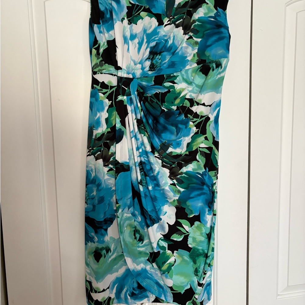 Floral Blue and Green Mini Dress